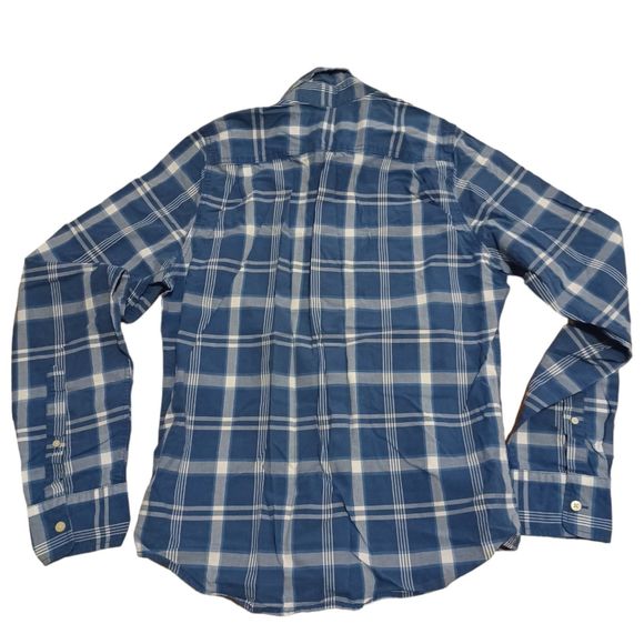 Abercrombie Men's Navy Plaid Collared Shirt Size Medium - Picture 2 of 8